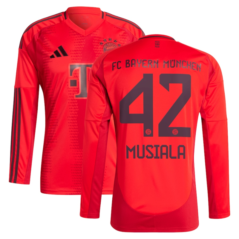 Jamal Musiala Bayern Munich adidas 2024/25 Home Long Sleeve Player Jersey - Red Adidas