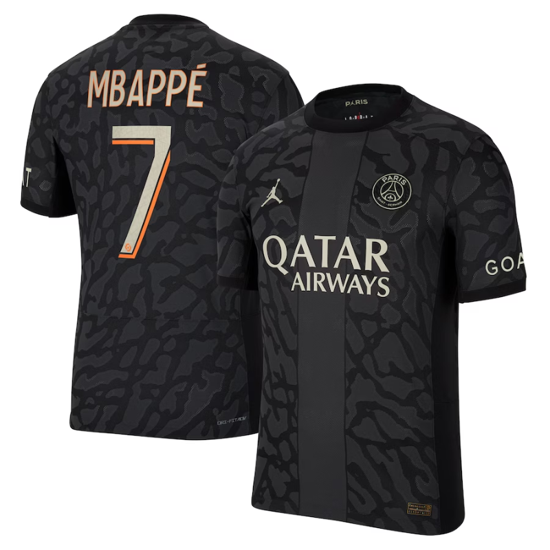 Jordan Brand Kylian Mbappe Paris Saint-Germain Anthracite 2023/24 Third Match Authentic Player Jersey Jordan Brand