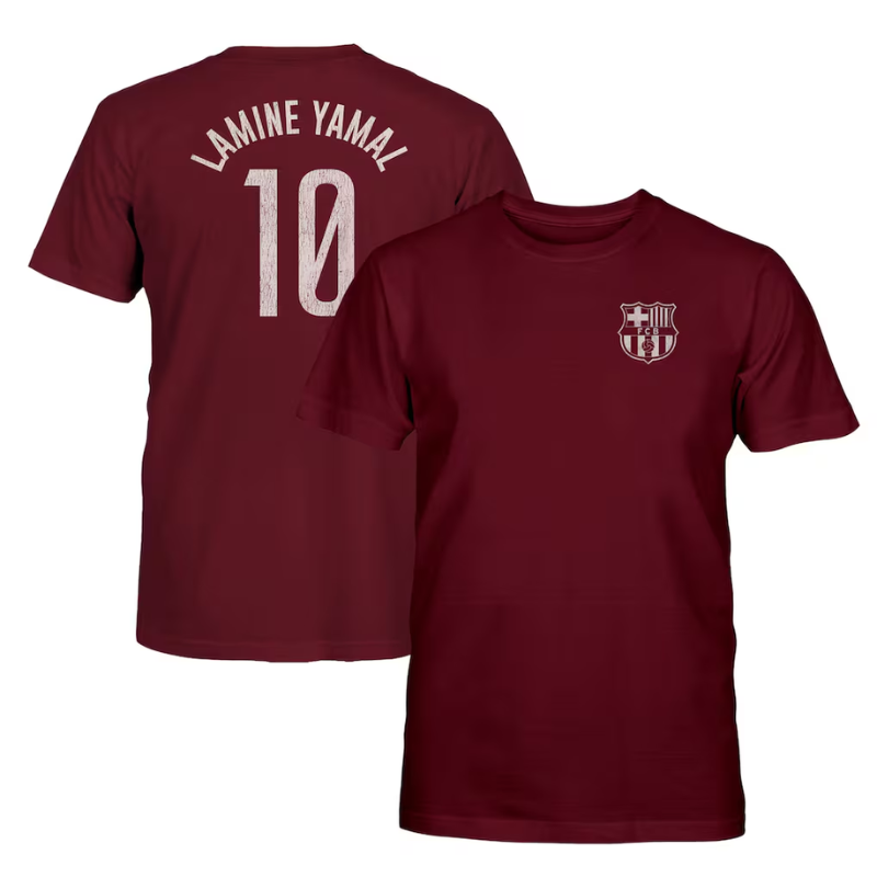 Lamine Yamal Barcelona 1863FC Youth Player Name & Number T-Shirt - Maroon Jerseys Teams Leagues™