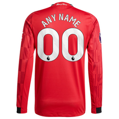 Manchester United adidas Home 2025/26 Custom Authentic Long Sleeve Jersey - Red Adidas