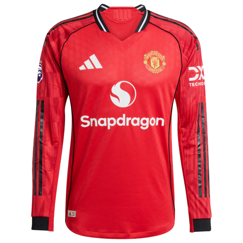 Manchester United adidas Home 2025/26 Custom Authentic Long Sleeve Jersey - Red