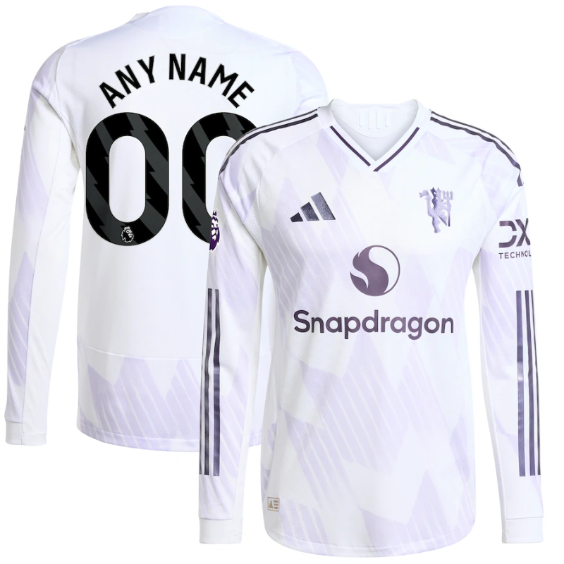 Manchester United adidas 2025/26 Away Authentic Long Sleeve Custom Jersey - White