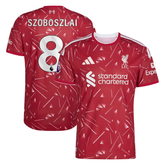 Men's Red Geometric Print Football Shirt (Szoboszlai )