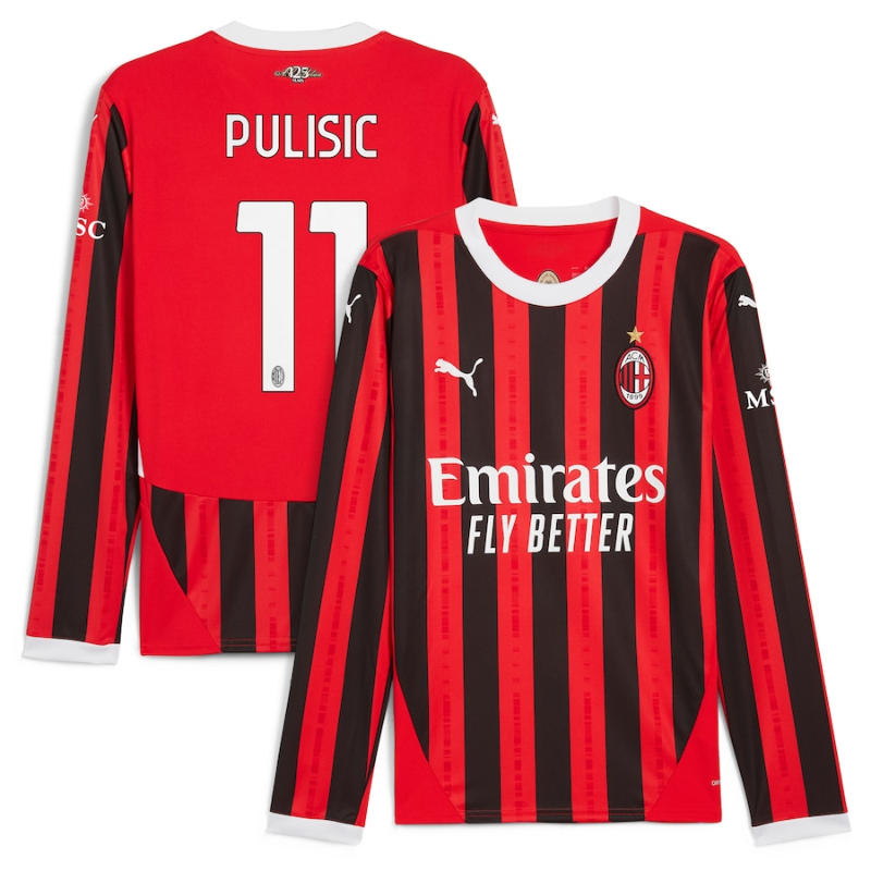 Christian Pulisic AC Milan Puma 2024/25 Home Long Sleeve Player Jersey - Red