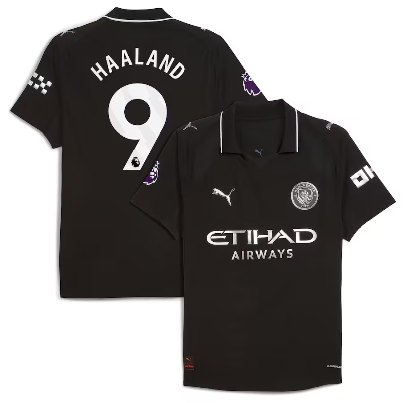 Erling Haaland Manchester City Puma 2025/26 Away Player Jersey - Black Puma