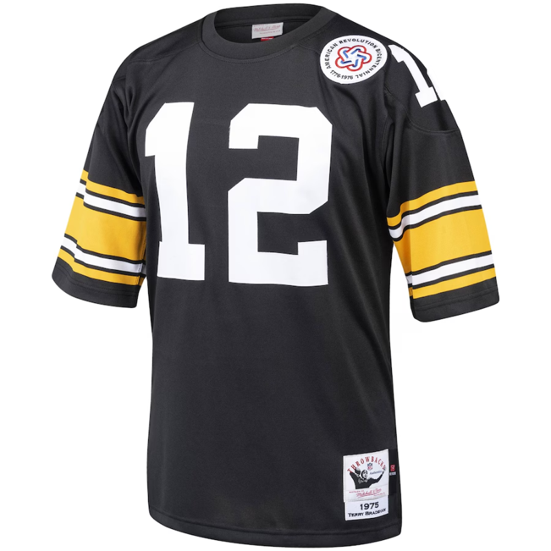 Terry Bradshaw Pittsburgh Steelers Mitchell & Ness Authentic Throwback Retired Player Jersey - Black