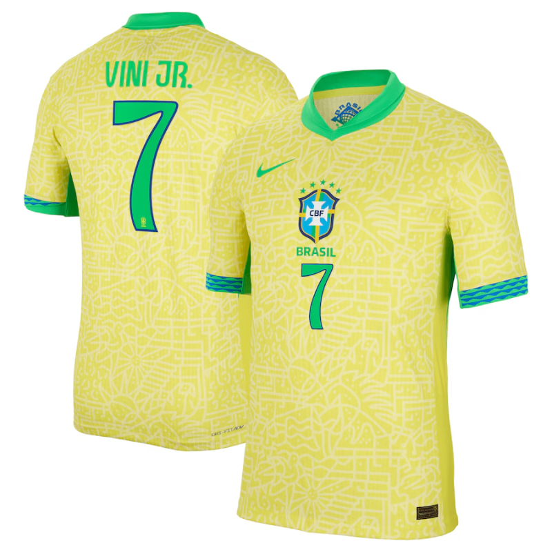 Vini Jr. Brazil National Team Nike 2024 Home Authentic Jersey - Yellow -