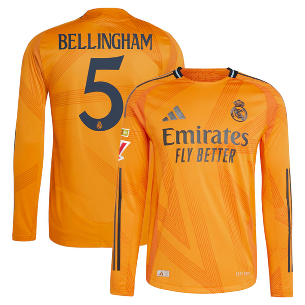 Jude Bellingham Real Madrid adidas 2024/25 Away Long Sleeve Player Jersey - Orange