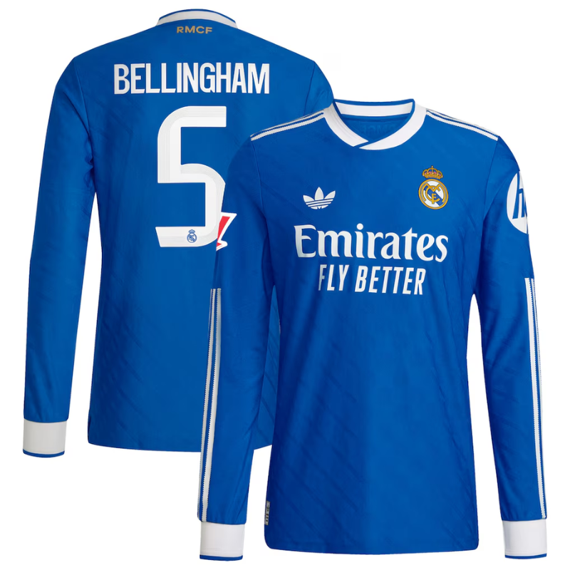Jude Bellingham Real Madrid adidas 2025/26 Third Authentic Long Sleeve Player Jersey - Blue