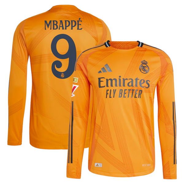 Kylian Mbappé Real Madrid adidas 2024/25 Away Long Sleeve Player Jersey - Orange