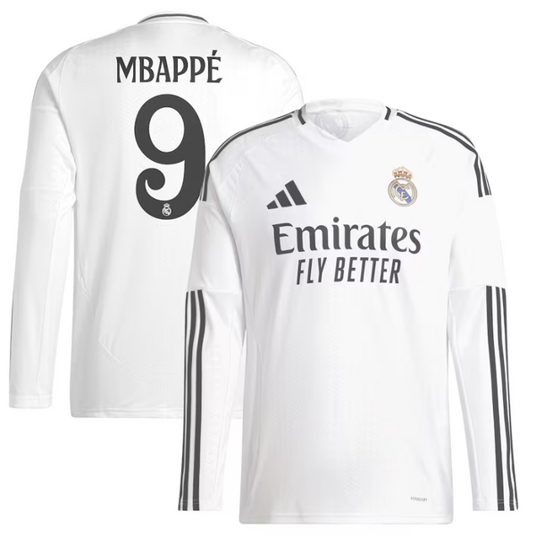 Kylian Mbappé Real Madrid adidas 2024/25 Home Long Sleeve Player Jersey - White