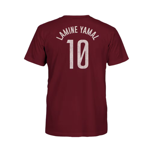 Lamine Yamal Barcelona 1863FC Youth Player Name & Number T-Shirt - Maroon Jerseys Teams Leagues™