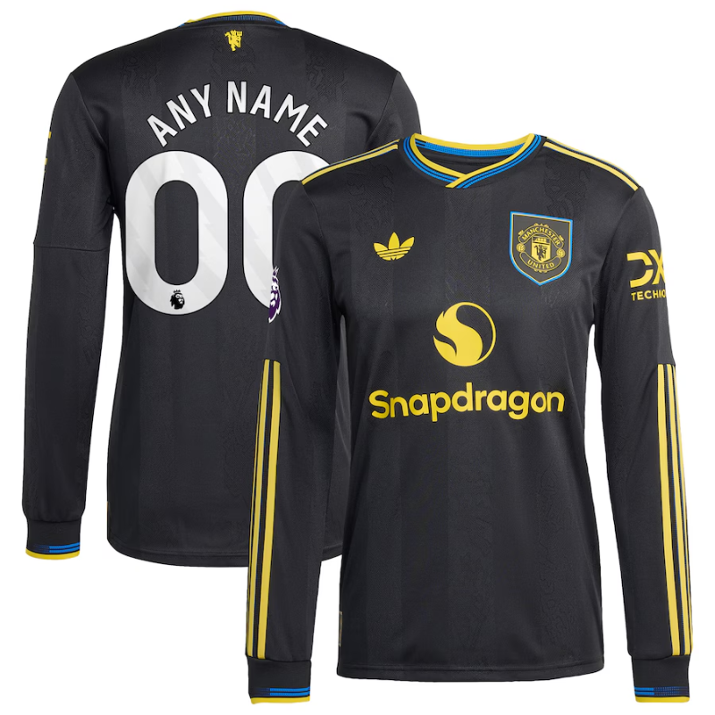 Manchester United adidas 2025/26 Third Long Sleeve Jersey - Black