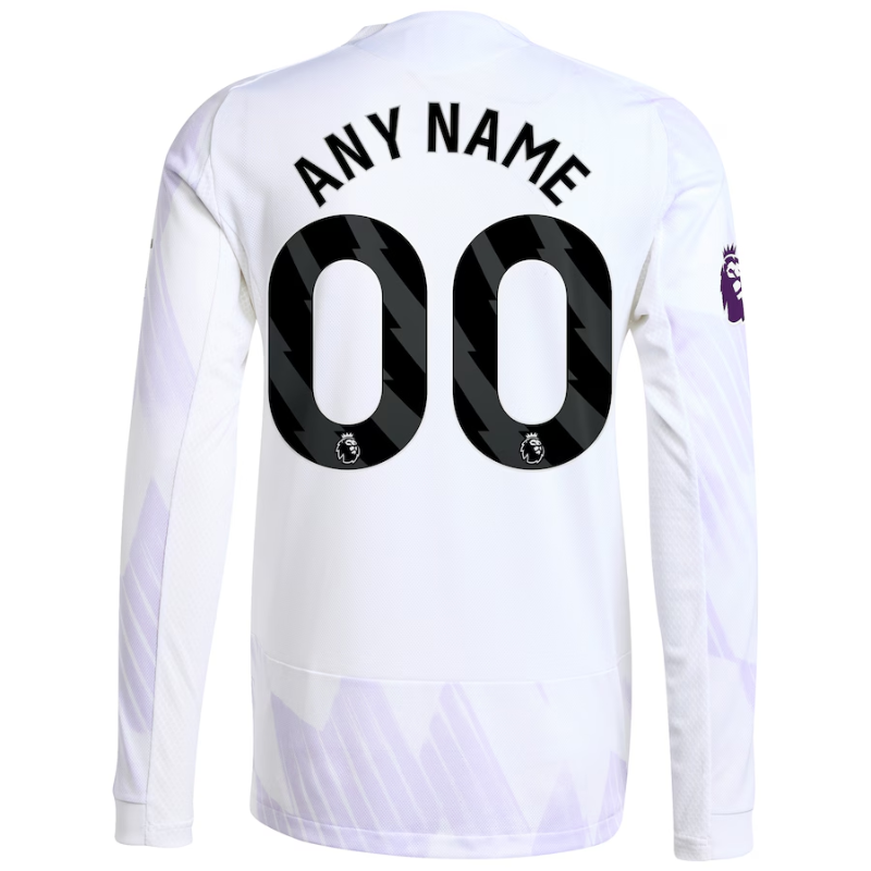 Manchester United adidas 2025/26 Away Authentic Long Sleeve Custom Jersey - White