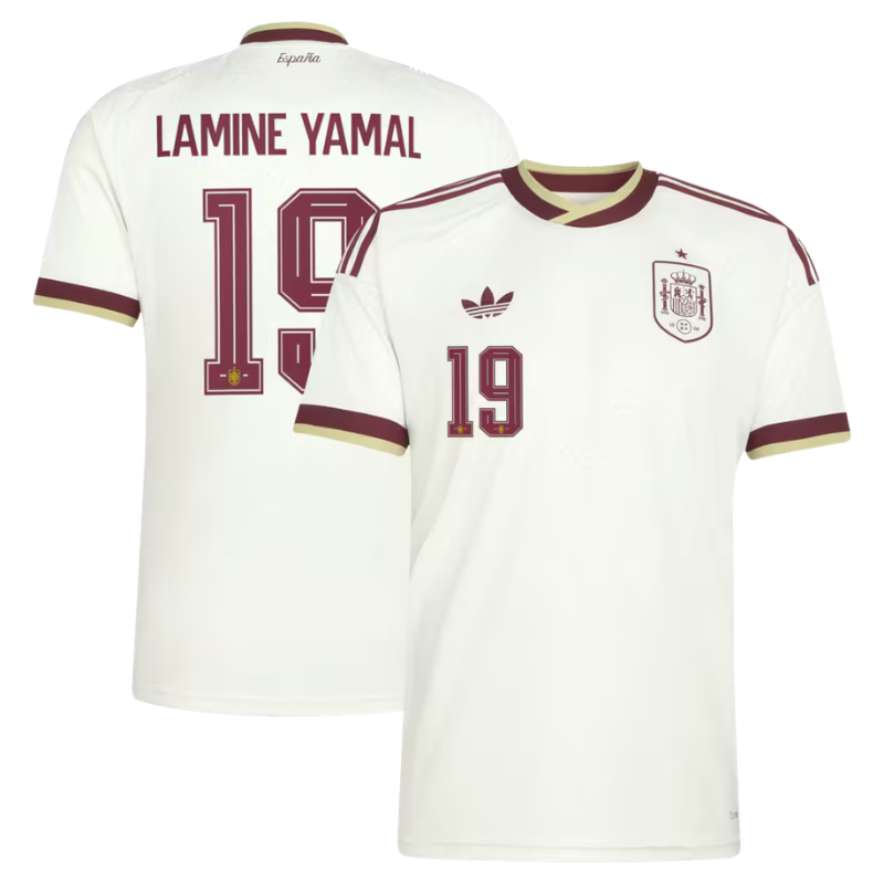 Men's Premium Off-White Football Shirt – Slim Fit Pro-Style  Matchday Performance Top (Yamal 19)
