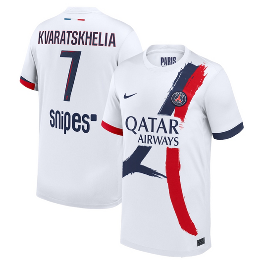 Khvicha Kvaratskhelia Paris Saint-Germain Nike Youth 2024/25 Away Player Jersey - White