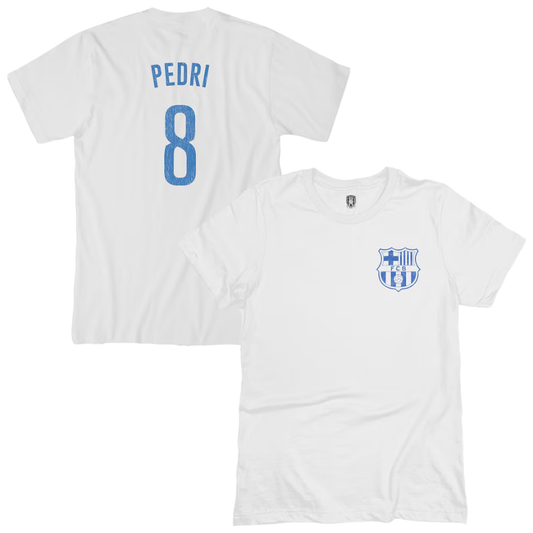 Pedri Barcelona 1863FC Player T-Shirt - White Jerseys Teams Leagues™
