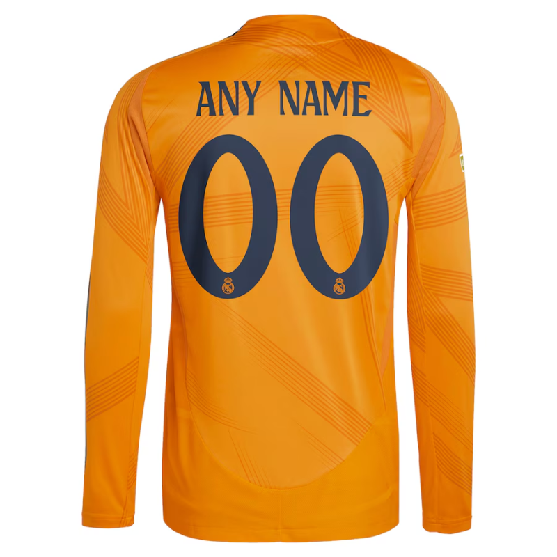 Real Madrid adidas 2024/25 Away Long Sleeve Custom Jersey - Orange Adidas
