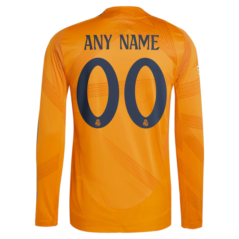 Real Madrid adidas 2024/25 Away Long Sleeve Custom Jersey - Orange