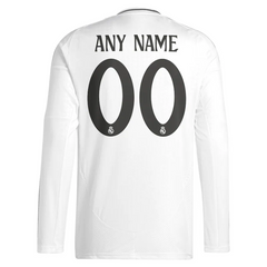 Real Madrid adidas 2024/25 Home Custom Long Sleeve Jersey - White Adidas