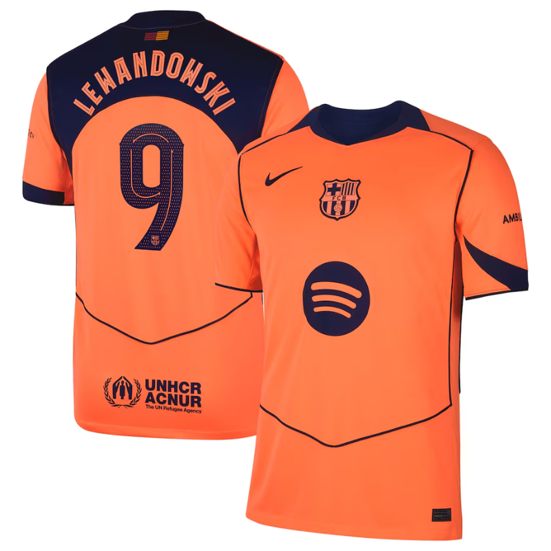 Robert Lewandowski Barcelona Nike 2025/26 Third Player Jersey - Orange