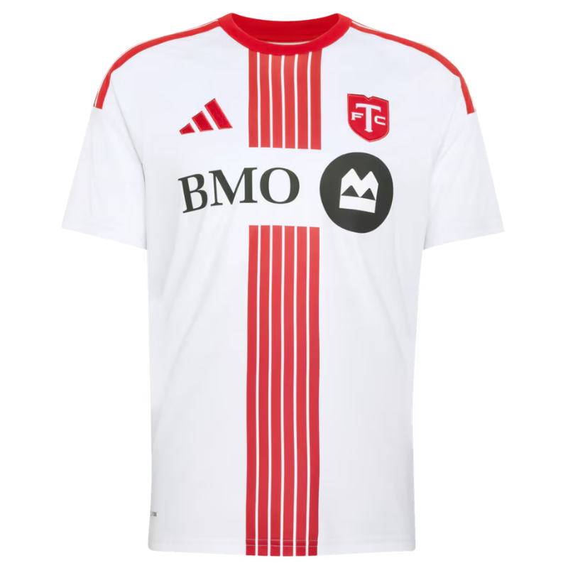 Toronto Style White & Red Vertical Multi-Stripe Soccer Jersey (Laryea)