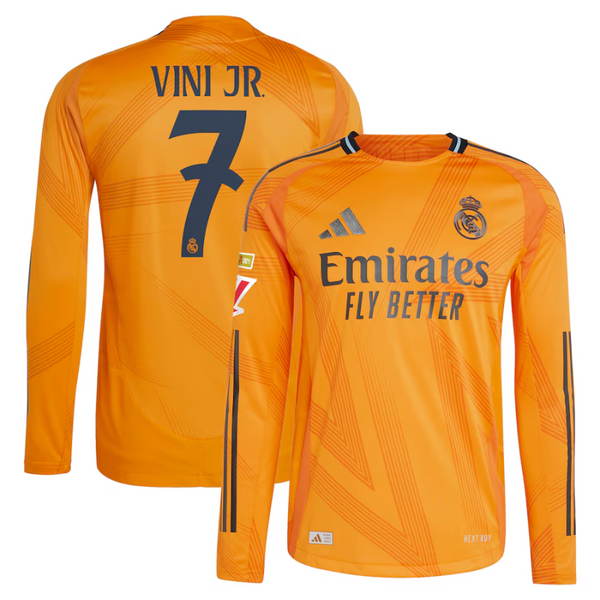 Vini Jr. Real Madrid adidas 2024/25 Away Long Sleeve Player Jersey - Orange