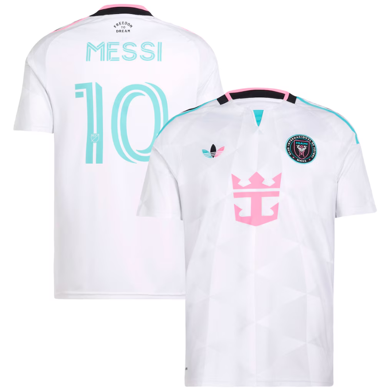 White, Pink & Cyan Performance Football Jersey – Premium Soccer Shirt (Messi)