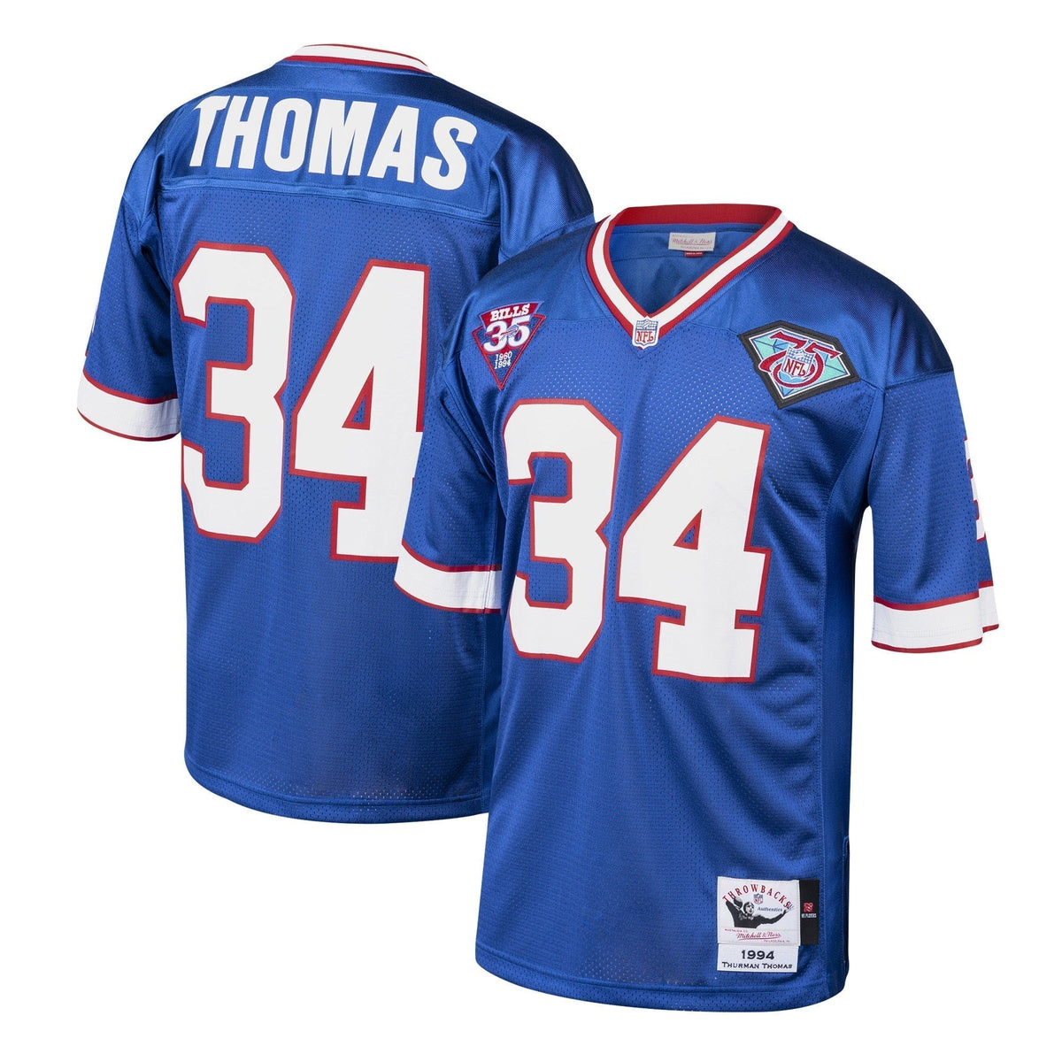 Thurman Thomas Buffalo Bills 1985 Mitchell & Ness Authentic Throwback Retired Player Jersey - Royal Mitchell & Ness